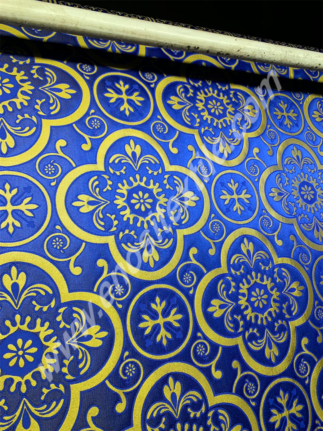 KL-030 Dark Blue-Gold Brocade Fabrics